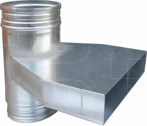 Schacht stuk 90° horizontaal rond-rechthoekig